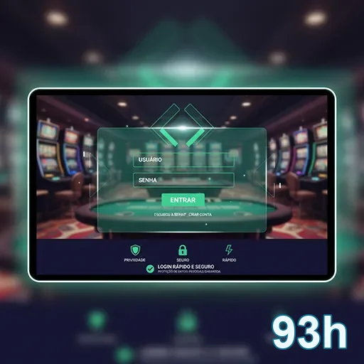 Tela de login do aplicativo 93h para cassino online.