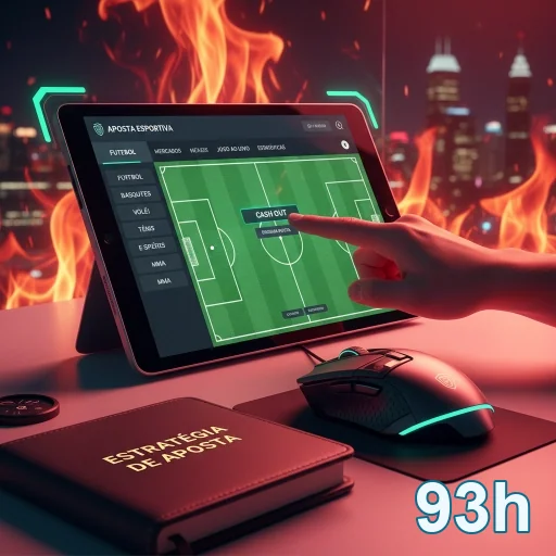 Interface do aplicativo 93h mostrando apostas esportivas em tablet.