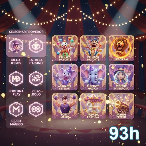 Interface dos jogos de slots VIP da 93h mostrando opções.