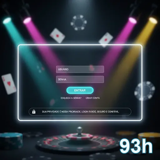 Tela de login do cassino ao vivo do 93h com foco na segurança.