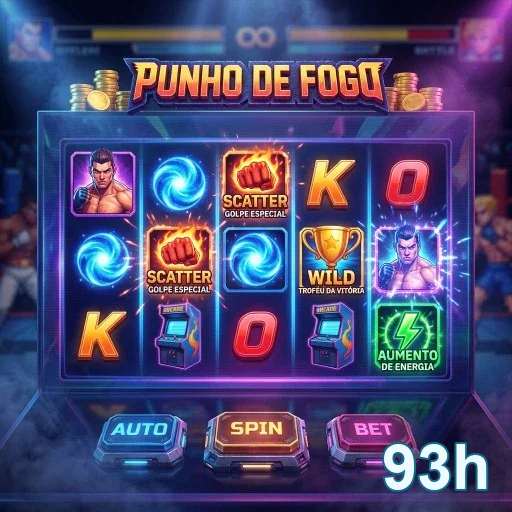 Interface do jogo 'Punho de Fogo' no site 93h.