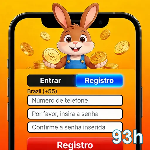 Tela do aplicativo 93h com opções de registro e login.
