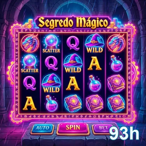Tela do jogo 'Segredo Mágico' da 93h com slots especiais.