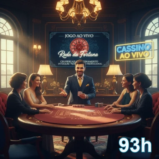 Jogadores e dealer em cassino móvel, destaque para 93h.