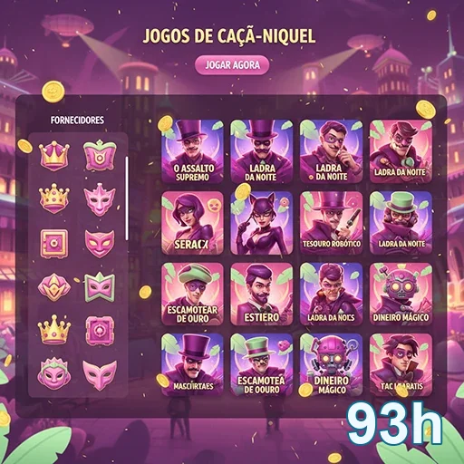 Interface de caça-níqueis da 93h com opções de jogos
