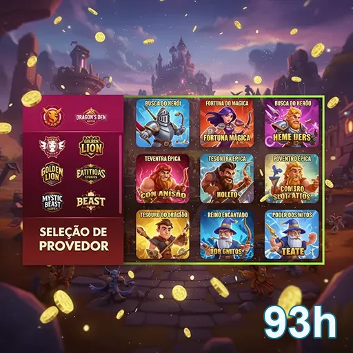 Tela de jogos da 93h com seleção de provedores VIP.